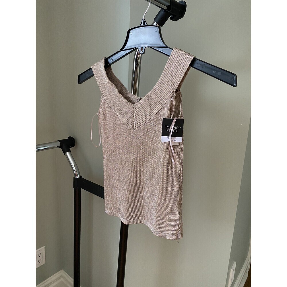 Topshop Sleeveless Off The Shoulder Sweater Top Metallic Size Petite 4 - Picture 2 of 7
